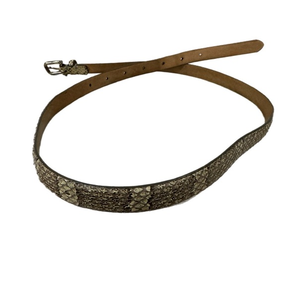 J. Crew Women’s Genuine Leather Belt Chic Snakeskin Print Sz Small 4/6 VTG Style - Picture 6 of 10